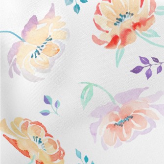 Colorful Watercolor Roses Lightweight Cotton Poplin