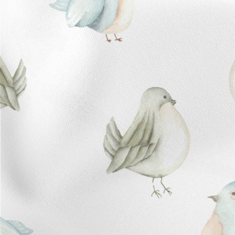 Cute Watercolor Bird Lightweight Cotton Poplin