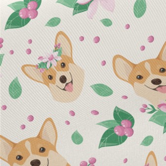 Happy Smiling Shiba Inu Midweight Cotton Poplin