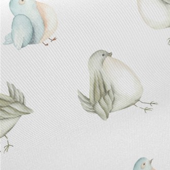 Cute Watercolor Bird Midweight Cotton Poplin