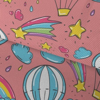 Cartoon Doodle Hot Air Balloon Waterproof Oxford
