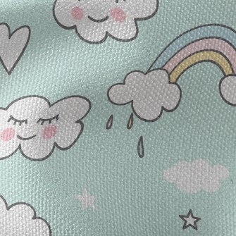 Blushing Rainbow White Clouds Waterproof Canvas