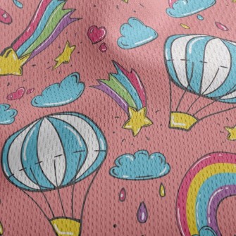 Cartoon Doodle Hot Air Balloon Athletic Mesh Flat Back