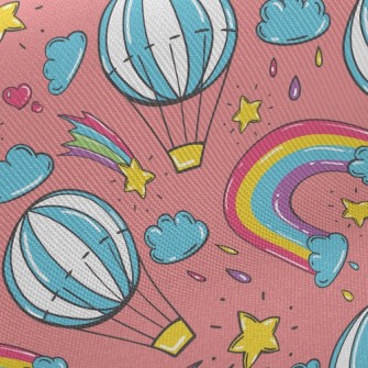Cartoon Doodle Hot Air Balloon Twill