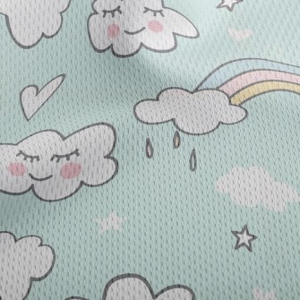 Blushing Rainbow White Clouds Athletic Mesh Flat Back