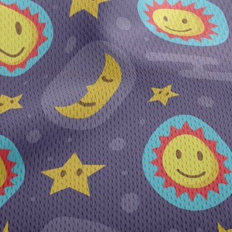 Big Eyes Sun Stars Moon Athletic Mesh Flat Back