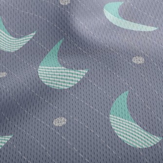 Diagonal Striped Crescent Moon Athletic Mesh Flat Back