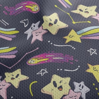 Winking Emoticon Shooting Star Athletic Mesh Flat Back
