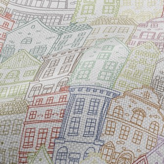 Colorful Sketch Houses Performance Linen