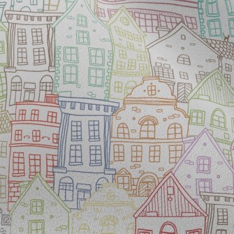 Colorful Sketch Houses Chiffon