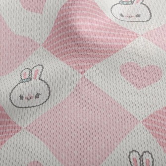 Plaid Love Rabbit Athletic Mesh Flat Back