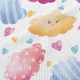 Watercolor Colorful Clouds Birdseye Piqué