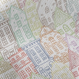 Colorful Sketch Houses Standard Corduroy