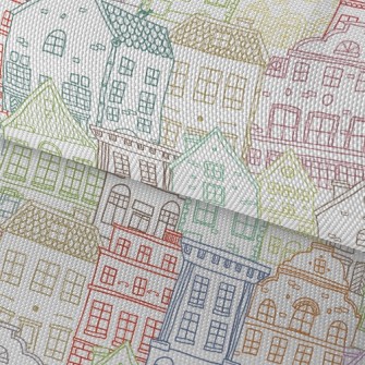 Colorful Sketch Houses Waterproof Oxford