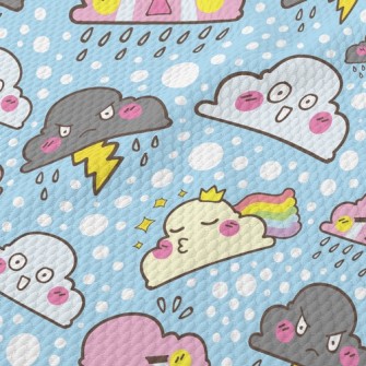 Funny Emoticon Clouds Birdseye Piqué