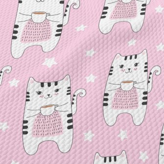 Enjoy Coffee Cat Birdseye Piqué