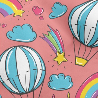Cartoon Doodle Hot Air Balloon Micro Fleece