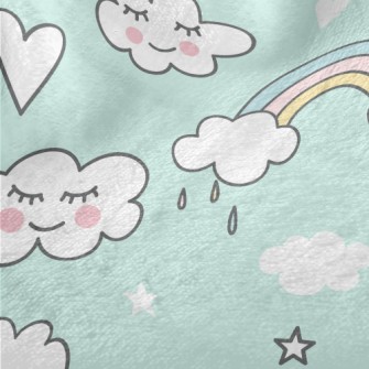 Blushing Rainbow White Clouds Minky