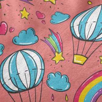 Cartoon Doodle Hot Air Balloon Minky