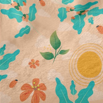 Art Style Flowers And Plants Minky