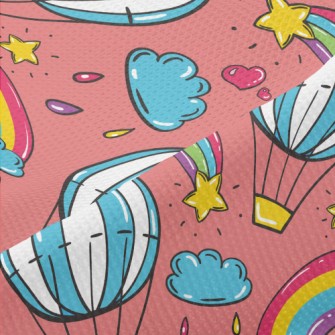 Cartoon Doodle Hot Air Balloon Piqué