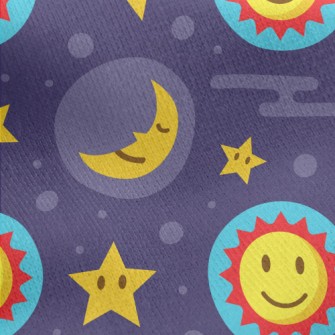 Big Eyes Sun Stars Moon Jersey Backed Fleece