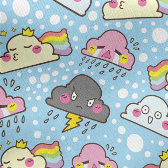Funny Emoticon Clouds Jersey Backed Fleece