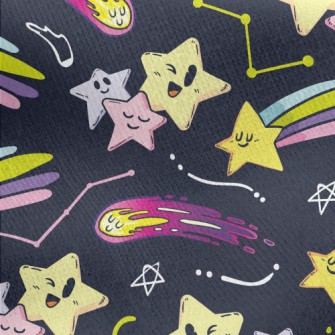 Winking Emoticon Shooting Star Jersey Backed Fleece