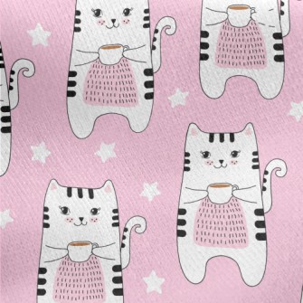 Enjoy Coffee Cat Jersey Backed Fleece
