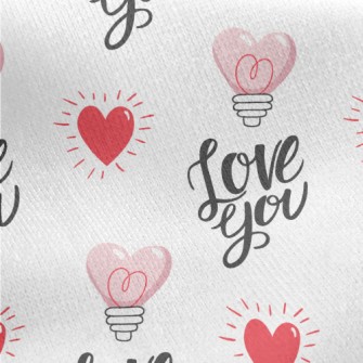 Love You Shaped Light Bulb Jersey Backed Fleece