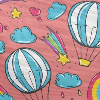 Cartoon Doodle Hot Air Balloon Pongee