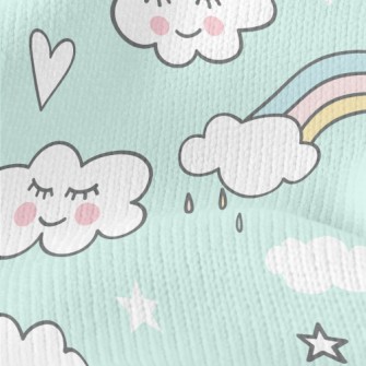 Blushing Rainbow White Clouds Stretch Jersey