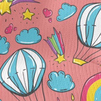 Cartoon Doodle Hot Air Balloon Stretch Jersey