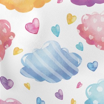 Watercolor Colorful Clouds Lightweight Cotton Poplin