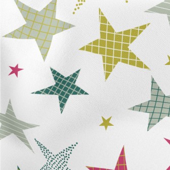 Plaid Dotted With Stars Lightweight Cotton Poplin
