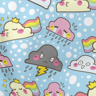 Funny Emoticon Clouds Lightweight Cotton Poplin