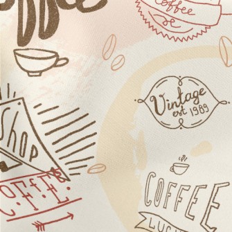 Advertising Coffee Text Lightweight Cotton Poplin