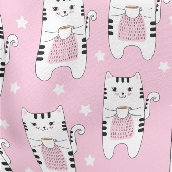 Enjoy Coffee Cat Lightweight Cotton Poplin