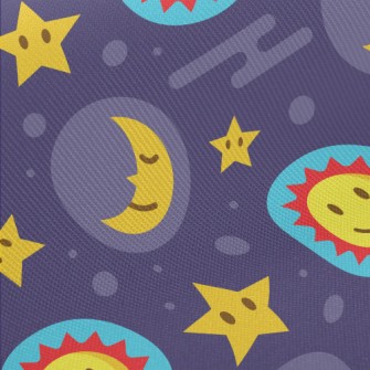 Big Eyes Sun Stars Moon Midweight Cotton Poplin