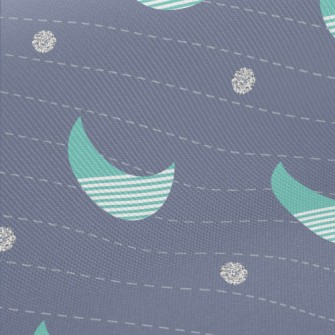 Diagonal Striped Crescent Moon Midweight Cotton Poplin