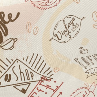 Advertising Coffee Text Midweight Cotton Poplin