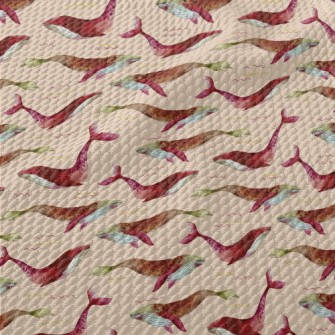 Red Watercolor Whale Birdseye Piqué