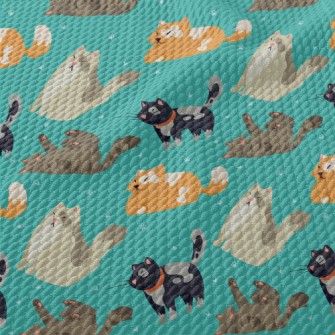 Cute Cartoon Cats Birdseye Piqué
