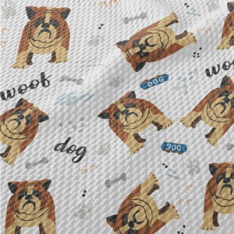 Hand Drawn Cartoon Pet Dog Birdseye Piqué