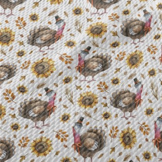 Hand Drawn Thanksgiving Turkey Birdseye Piqué