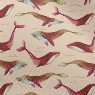Red Watercolor Whale Chiffon