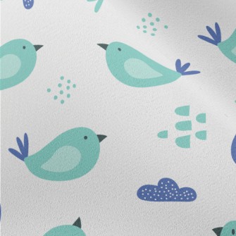 Hand Drawn Blue Bird Chiffon