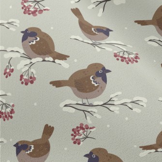 Cartoon Winter Sparrow Chiffon