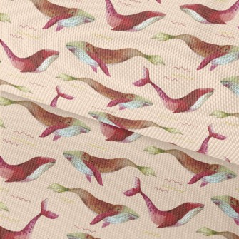 Red Watercolor Whale Waterproof Oxford