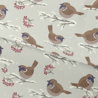 Cartoon Winter Sparrow Waterproof Oxford